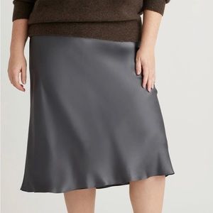 Quince Satin Skirt in Lava Smoke